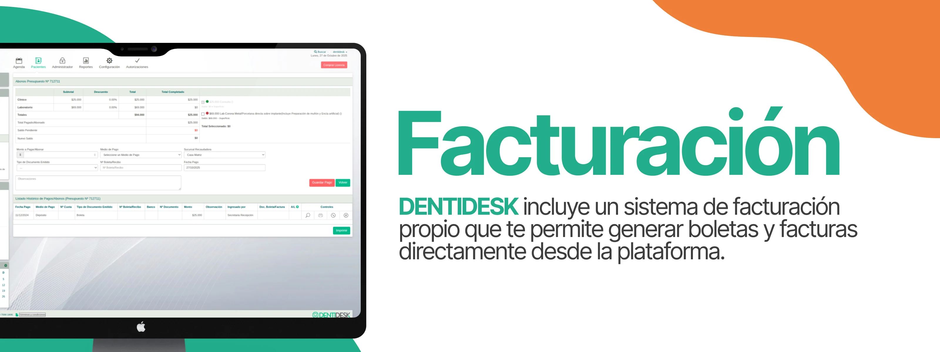 Facturación del sistema DENTIDESK