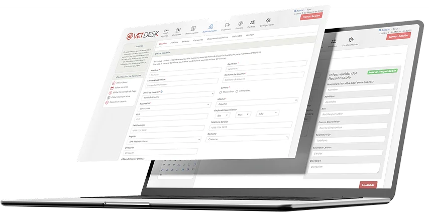Computador con sistema veterinario VETDESK